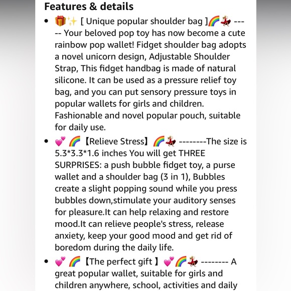 NWOT Rainbow Unicorn Pop It Mini Purse - Picture 6 of 15